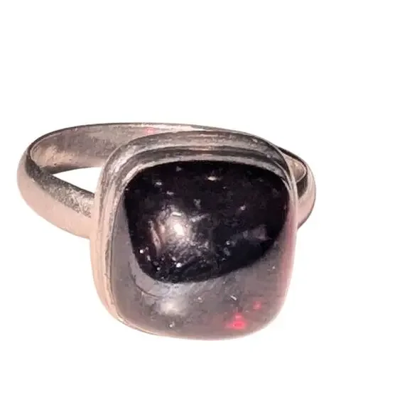 Vintage Sterling Silver Natural Amethyst Ring Size 10 Square - Picture 10 of 12